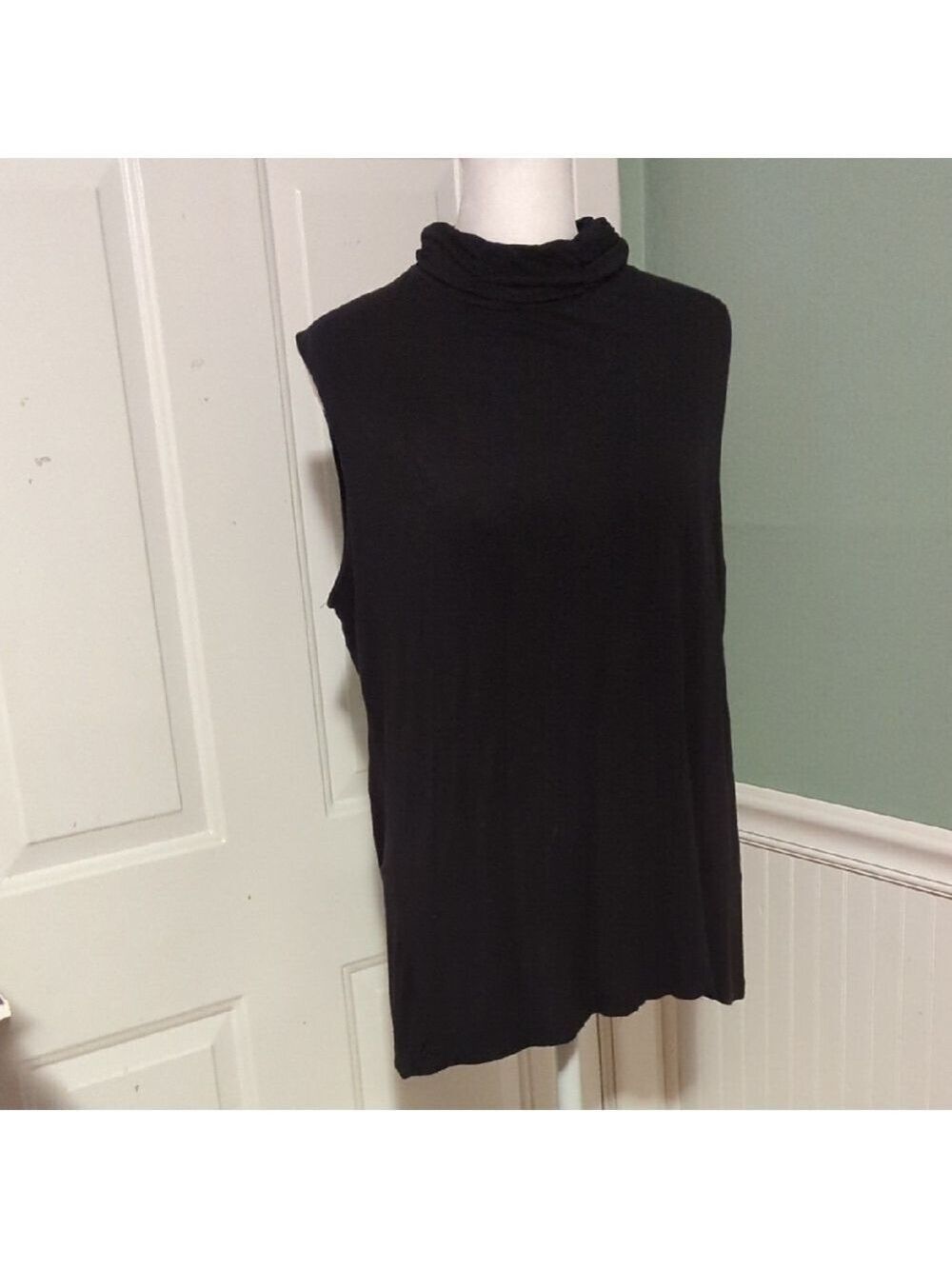 Covington Black High Neck Tank Large Sleeveless Top Layer Look Business Casual L